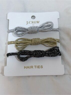 J. Crew Metallic Bow Hair Ties in Silver, Gold & Black